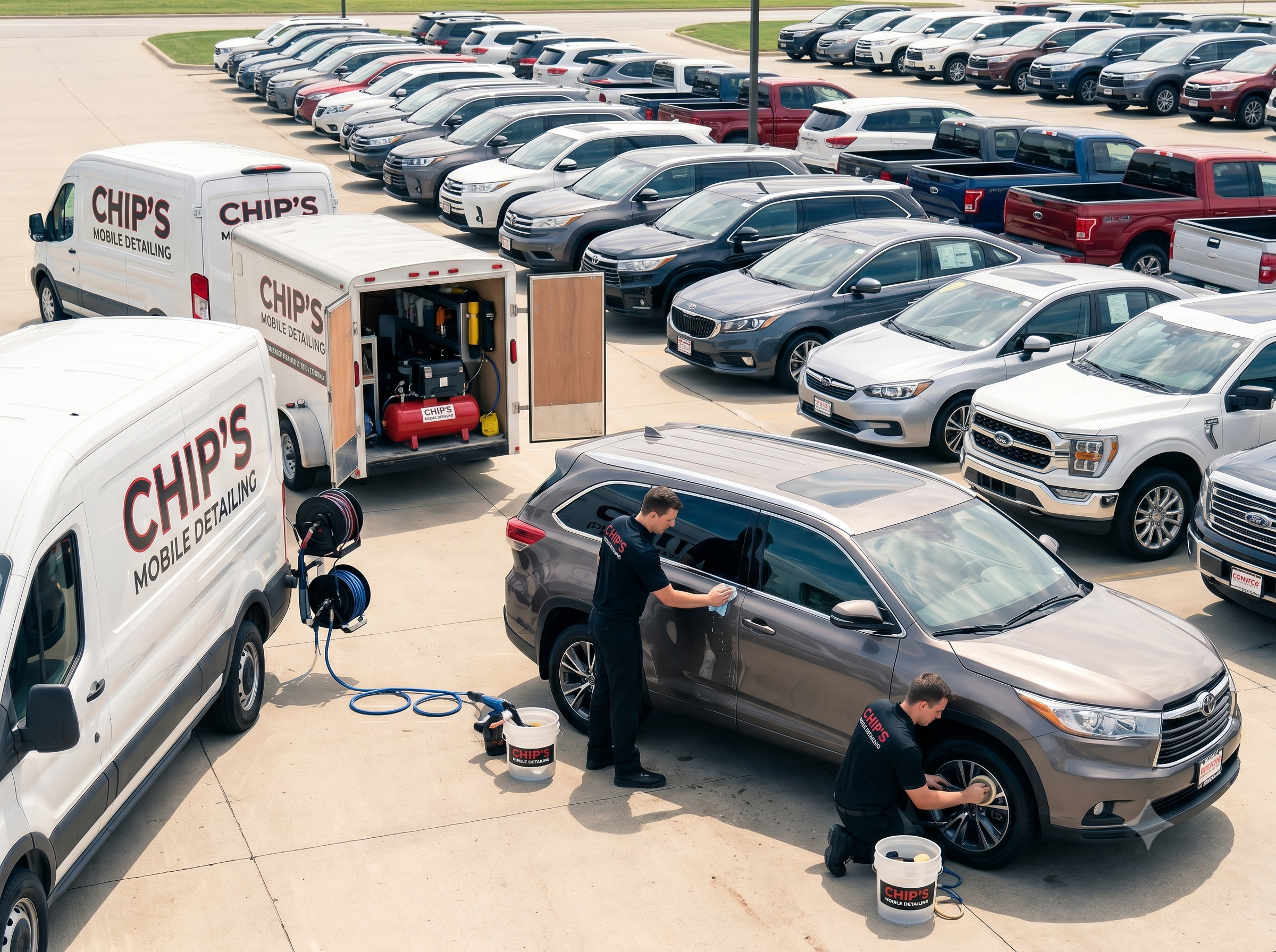 Dealer lot inventory prep and used car detailing service